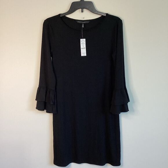 White House Black Market Black Bell Sleeve dress Size XS NWT - Picture 1 of 8